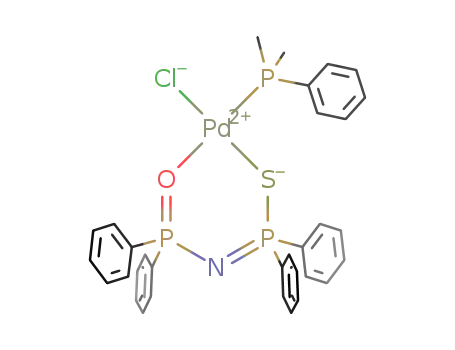 PdCl(P(CH<sub>3</sub>)2C<sub>6</sub>H<sub>5</sub>)(N(P(O)(C<sub>6</sub>H<sub>5</sub>)2)P(S)(C<sub>6</sub>H<sub>5</sub>)2)
