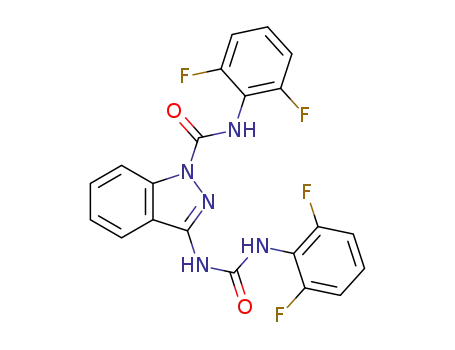 Molecular Structure of 1119859-82-3 (N-(2,6-difluorophenyl)-3-(([(2,6-difluorophenyl)amino]carbonyl)amino)-1H-indazole-1-carboxamide)