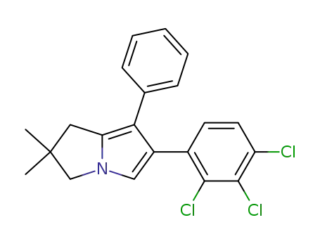 Molecular Structure of 156897-25-5 (2,2-Dimethyl-7-phenyl-6-(2,3,4-trichloro-phenyl)-2,3-dihydro-1H-pyrrolizine)
