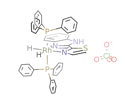 Rh(H)2(PPh<sub>3</sub>)2(2-(4-thiazolyl)benzimidazole)ClO<sub>4</sub>