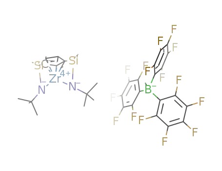 Molecular Structure of 922165-89-7 ((zirconium)(C5H3(SiMe2(η1-NtBu))2)B(C6F5)3(Me))