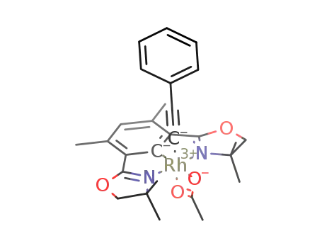 (C6HMe2(C3H2NOMe2)2)Rh(κ2-acetate)(phenylacetylide)