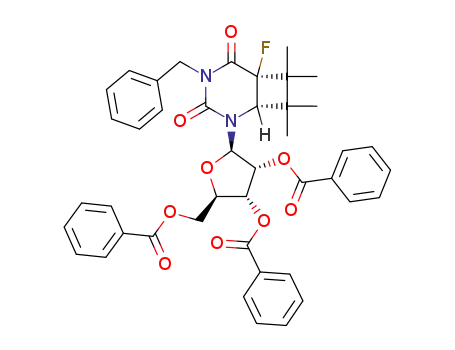 4-benzyl-6-fluoro-7,7,8,8-tetramethyl-2-(2,3,5-tri-O-benzoyl-β-D-ribofuranosyl)-cis-2,4-diazabicyclo<4.2.0>octane-3,5-dione