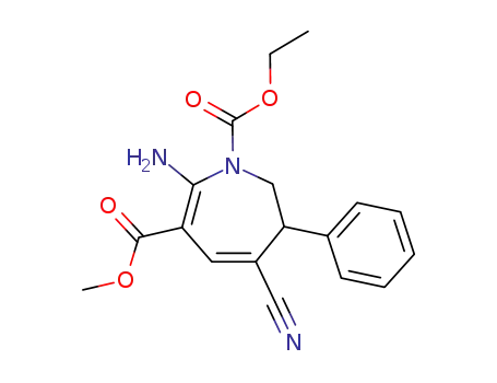 1H-Azepine-1,3-dicarboxylic acid,
2-amino-5-cyano-6,7-dihydro-6-phenyl-, 1-ethyl 3-methyl ester