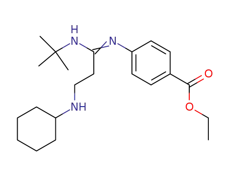 ethyl 4-{[(1E)-N-tert-butyl-3-(cyclohexylamino)propanimidoyl]amino}benzoate