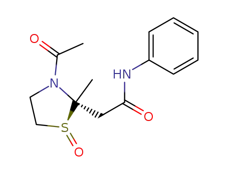 Molecular Structure of 122717-97-9 (trans-3-acetyl-2-methyl-2-(N-phenylcarbamoylmethyl)-1,3-thiazolidine 1-oxide)