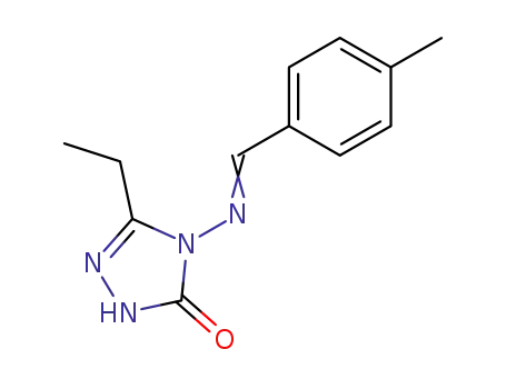 Molecular Structure of 137182-57-1 (3H-1,2,4-Triazol-3-one,
5-ethyl-2,4-dihydro-4-[[(4-methylphenyl)methylene]amino]-)