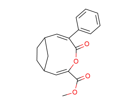 Molecular Structure of 115410-85-0 ((2Z,6Z)-5-Oxo-6-phenyl-4-oxa-bicyclo[6.2.1]undeca-2,6-diene-3-carboxylic acid methyl ester)