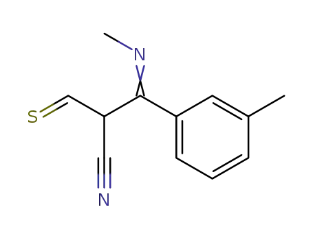 Molecular Structure of 80959-73-5 (Benzenepropanenitrile, 3-methyl-b-(methylimino)-a-(thioxomethyl)-)
