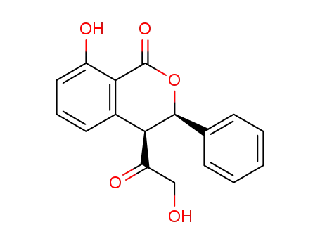 Molecular Structure of 81109-38-8 (cis-3,4-dihydro-8-hydroxy-4-hydroxyacetyl-3-phenylisocoumarin)