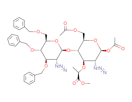 1,6-Di-O-acetyl-2-azido-4-O-(2-azido-3,4,6-tri-O-benzyl-2-desoxy-β-D-glucopyranosyl)-2-desoxy-3-O-<(R)-1-(methoxycarbonyl)ethyl>-β-D-glucopyranose