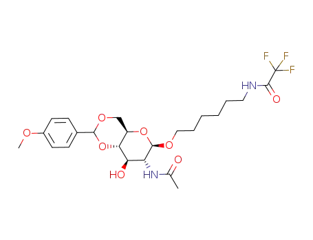 Molecular Structure of 78489-54-0 (6-(trifluoroacetamido)hexyl 2-acetamido-2-deoxy-4,6-O-(p-methoxybenzylidene)-β-D-glucopyranoside)