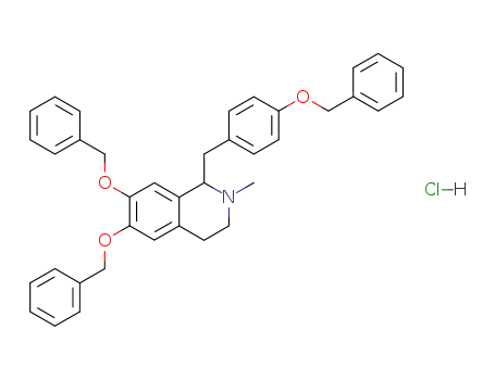 Molecular Structure of 66277-19-8 (6,7-bisbenzyloxy-1-(4-benzyloxybenzyl)-2-methyl-1,2,3,4-tetrahydroisoquinoline hydrochloride)