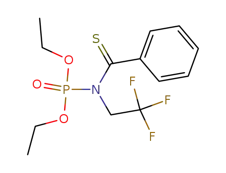 Molecular Structure of 137791-26-5 (Phosphoramidic acid, (phenylthioxomethyl)(2,2,2-trifluoroethyl)-, diethyl
ester)