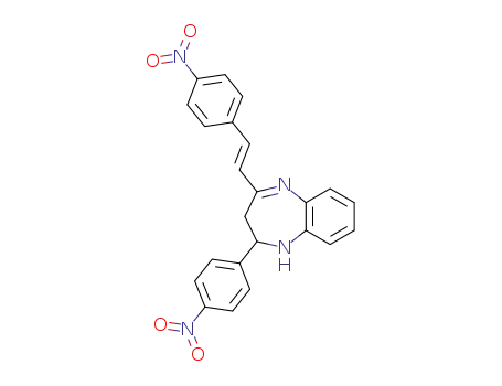 Molecular Structure of 79462-08-1 (1H-1,5-Benzodiazepine,
2,3-dihydro-2-(4-nitrophenyl)-4-[2-(4-nitrophenyl)ethenyl]-, (E)-)
