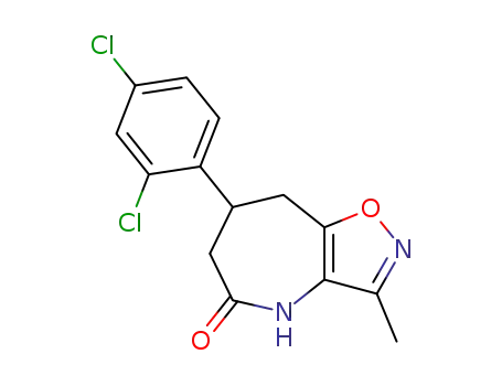 Molecular Structure of 132869-31-9 (5,6,7,8-tetrahydro-7-(2,4-dichlorophenyl)-3-methyisoxazolo<4,5-b>azepin-5(4H)-one)