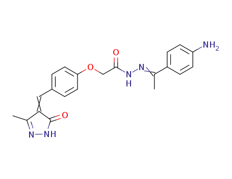 Molecular Structure of 107045-04-5 (Acetic acid,2-[4-[(1,5-dihydro-3-methyl-5-oxo-4H-pyrazol-4-ylidene)methyl]phenoxy]-,2-[1-(4-aminophenyl)ethylidene]hydrazide)