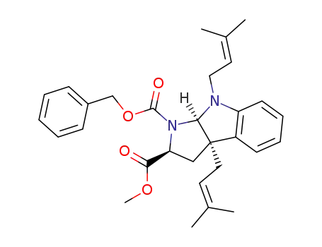 1-benzyl 2-methyl (2s,3aR,8aR)-3a,8-bis(3-methyl-2-butenyl)-1,2,3,3a,8,8a-hexahydropyrrolo<2,3-b>indole-1,2-dicarboxylate
