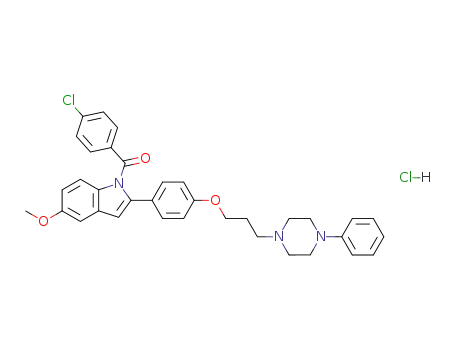 Molecular Structure of 134858-70-1 (1-(4-chlorobenzoyl)-6-methoxy-2-<4-<3-N<sup>1</sup>-(N<sup>4</sup>-phenylpiperazinyl)propoxy>phenyl>indole dihydrochloride)