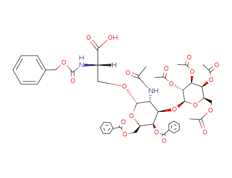 N-(Benzyloxycarbonyl)-O-<(2,3,4,6-tetra-O-acetyl-β-D-galactopyranosyl)-(1->3)-O-(2-acetamido-4,6-di-O-benzoyl-2-desoxy-α-D-galactopyranosyl)>-L-serin