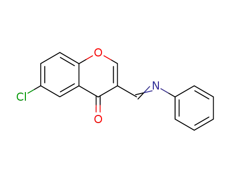 Molecular Structure of 94014-24-1 (4H-1-Benzopyran-4-one, 6-chloro-3-[(phenylimino)methyl]-)