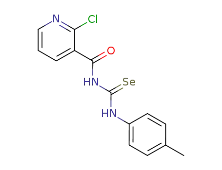 Molecular Structure of 89914-55-6 (3-Pyridinecarboxamide,
2-chloro-N-[[(4-methylphenyl)amino]selenoxomethyl]-)