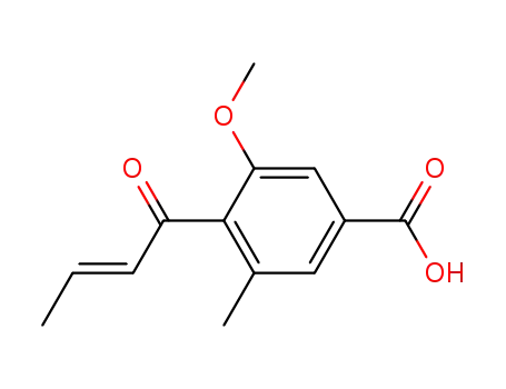 Benzoic acid, 3-methoxy-5-methyl-4-(1-oxo-2-butenyl)-
