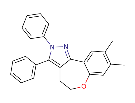 Molecular Structure of 124392-82-1 (8,9-dimethyl-2,3-diphenyl-4,5-dihydro-2H-[1]benzoxepino[5,4-c]pyrazole)
