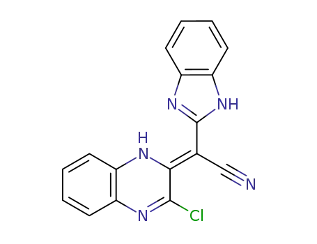 Molecular Structure of 125103-12-0 (2-Chloro-3-<α-cyano-α-(benzimidazol-2-yl)methylene>3,4-dihydroquinoxaline)