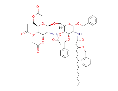 Benzyl-4-O-acetyl-6-O-(3,4,6-tri-O-acetyl-2-amino-2-desoxy-β-D-glucopyranosyl)-3-O-benzyl-2-<(R)-3-benzyloxytetradecanoylamino>-2-desoxy-α-D-glucopyranosid