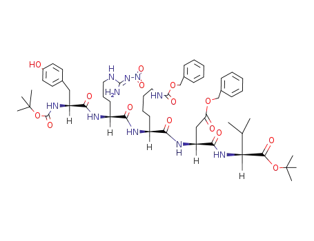 Molecular Structure of 97277-24-2 (Boc-Tyr-Arg(NO<sub>2</sub>)-Lys(Z)-Asp(OBzl)-Val-OBu<sup>t</sup>)