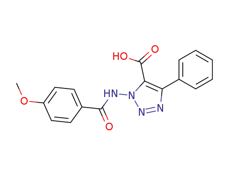 Molecular Structure of 113631-71-3 (1H-1,2,3-Triazole-5-carboxylic acid,
1-[(4-methoxybenzoyl)amino]-4-phenyl-)