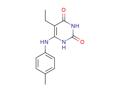Molecular Structure of 100763-64-2 (5-Ethyl-6-p-tolylamino-1H-pyrimidine-2,4-dione)