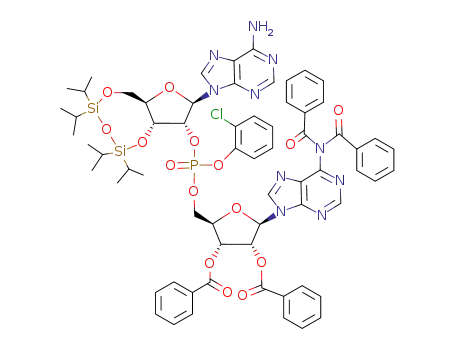 3',5'-O-(tetraisopropyldisiloxane-1,3-diyl)adenylyl-(2'->5')-2',3'-di-O-benzoyl-N,N-dibenzoyladenosine P (2-chlorophenyl) ester
