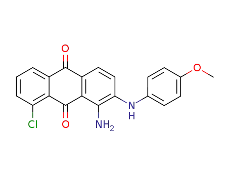 Molecular Structure of 88653-25-2 (9,10-Anthracenedione, 1-amino-8-chloro-2-[(4-methoxyphenyl)amino]-)