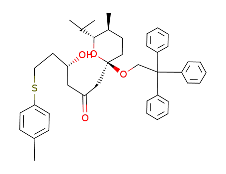 (R)-4-Hydroxy-1-[(2R,5S,6R)-6-isopropyl-5-methyl-2-(2,2,2-triphenyl-ethoxy)-tetrahydro-pyran-2-yl]-6-p-tolylsulfanyl-hexan-2-one