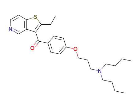 Molecular Structure of 90997-58-3 ([4-(3-Dibutylamino-propoxy)-phenyl]-(2-ethyl-thieno[3,2-c]pyridin-3-yl)-methanone)