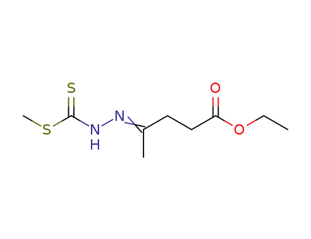 Molecular Structure of 138612-44-9 (Pentanoic acid, 4-[[(methylthio)thioxomethyl]hydrazono]-, ethyl ester)