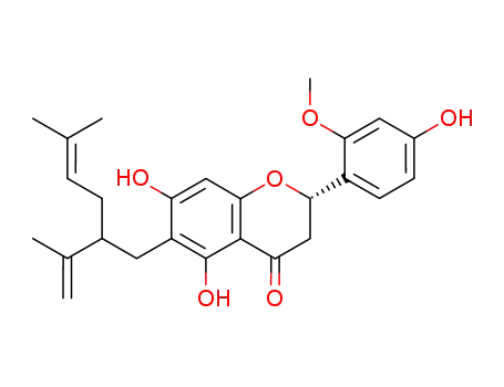 Molecular Structure of 52483-02-0 (2,3-Dihydro-5,7-dihydroxy-2-(4-hydroxy-2-methoxyphenyl)-8-[5-methyl-2-(1-methylvinyl)-4-hexenyl]-4H-1-benzopyran-4-one)