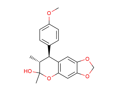 Molecular Structure of 116385-26-3 (8-(4-methoxyphenyl)-6,7-dimethyl-7,8-dihydro-6H-[1,3]dioxolo[4,5-g]chromen-6-ol)