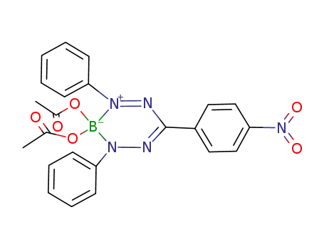 Molecular Structure of 74121-72-5 (1,1-diacetoxy-2,6-diphenyl-4-p-nitrophenyl-1,2,3,5,6-boratetrazine)