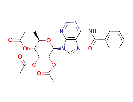 Benzamide,N-[9-(6-deoxy-b-L-galactopyranosyl)-9H-purin-6-yl]-,triacetate (ester) (8CI) cas  27894-28-6