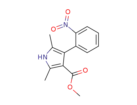 Molecular Structure of 95838-57-6 (1H-Pyrrole-3-carboxylicacid,2,5-dimethyl-4-(2-nitrophenyl)-,methylester(9CI))