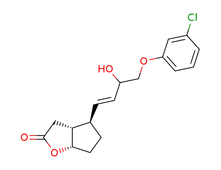Molecular Structure of 129368-00-9 (2β-<3-hydroxy-4-(m-chlorophenoxy)-trans-1-butenyl>-5α-hydroxycyclopentyl-1α-acetic acid γ-lactone)