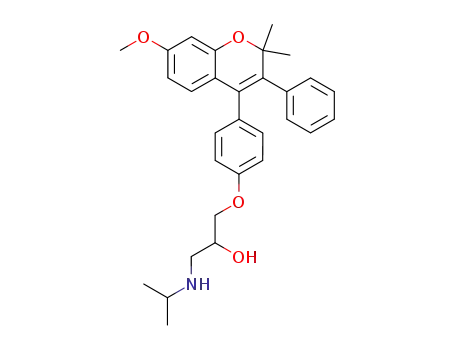Molecular Structure of 111038-42-7 (1-[4-(7-methoxy-2,2-dimethyl-3-phenyl-2H-chromen-4-yl)phenoxy]-3-[(1-methylethyl)amino]propan-2-ol)