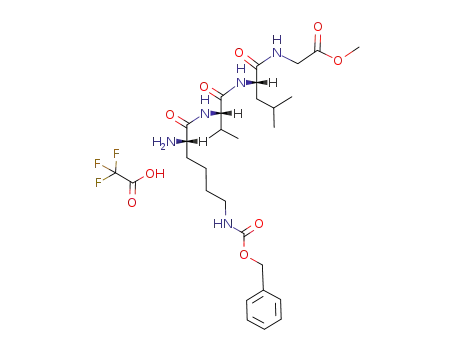 Molecular Structure of 94770-24-8 ({(S)-2-[(S)-2-((S)-2-Amino-6-benzyloxycarbonylamino-hexanoylamino)-3-methyl-butyrylamino]-4-methyl-pentanoylamino}-acetic acid methyl ester; compound with trifluoro-acetic acid)