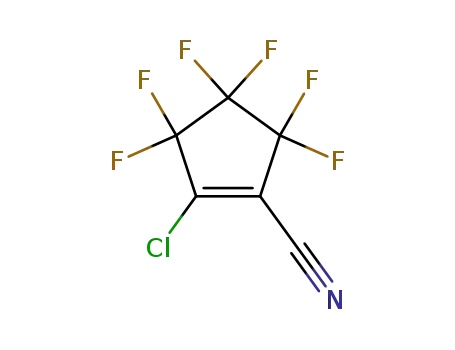 Molecular Structure of 84439-71-4 (1-Cyclopentene-1-carbonitrile, 2-chloro-3,3,4,4,5,5-hexafluoro-)