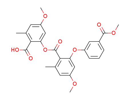 Molecular Structure of 113487-73-3 (Benzoic acid, 4-methoxy-2-[3-(methoxycarbonyl)phenoxy]-6-methyl-,
2-carboxy-5-methoxy-3-methylphenyl ester)
