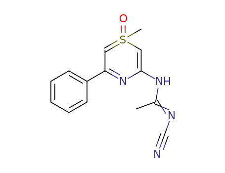 Molecular Structure of 107325-91-7 (N-Cyan-N'-(1-methyl-5-phenyl-1λ<sup>4</sup>,4-thiazin-3-yl)acetamidin-S-oxid)
