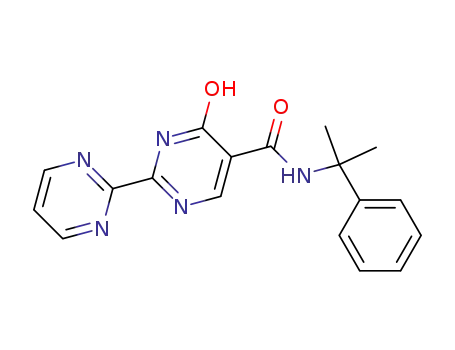 Molecular Structure of 1187991-04-3 (4-hydroxy-N-(2-phenylpropan-2-yl)-[2,2′-bipyrimidine]-5-carboxamide)